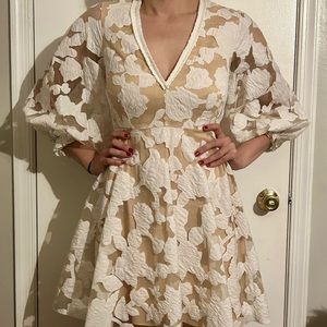 Anthropologie white lace cocktail dress